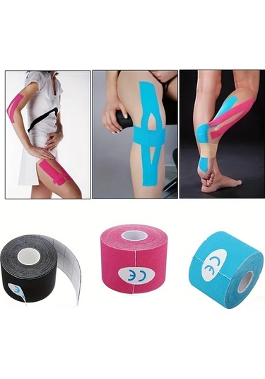 Elmpaly Pembe Spor Kinesiyoloji Bant 5cm X 500cm Kas Eklem Desteği Jimnastik Koşu Pembe