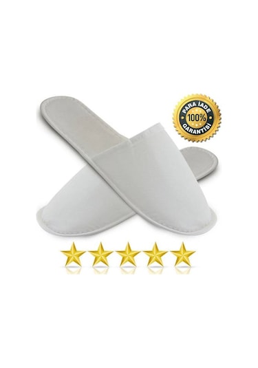 Tek Kullanımlık Lüks Elyaf Alt Sünger Takviyeli Otel Terliği Beyaz 100'lü