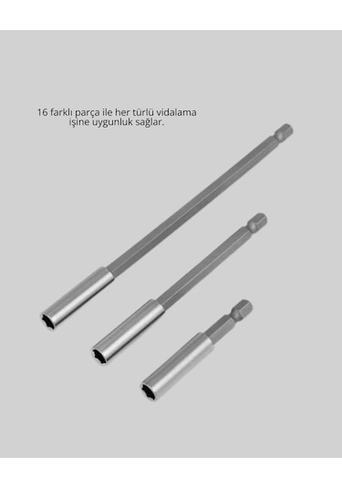 Buğz 16 Parça Bits Ve Adaptör Seti Vidalama Tamir Bakım Seti