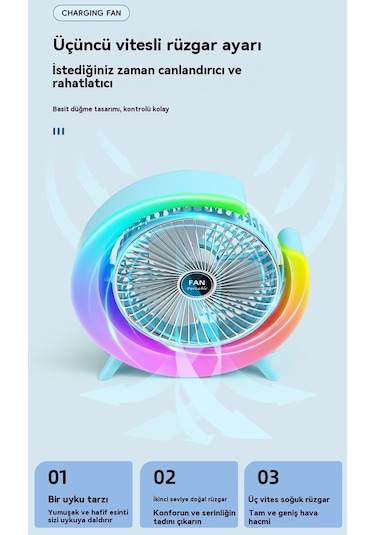 Usb Masaüstü Fanı Şarj Edilebilir Döngü Yüksek Rüzgar Fanı 000-açık Pembe