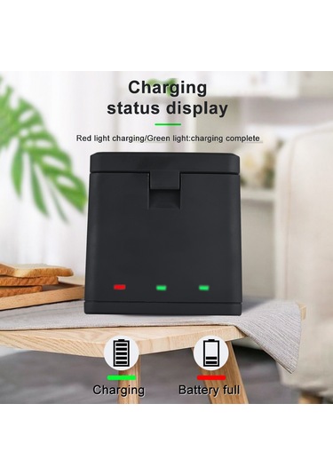 Gajeena Gopro Hero 9/10/11/12 İçin Hızlı Şarj Kutusu Seti - 3 Adet 1800mah Batarya + Usb-c Kablolu Çok Fonksiyonlu Şarj Cihazı