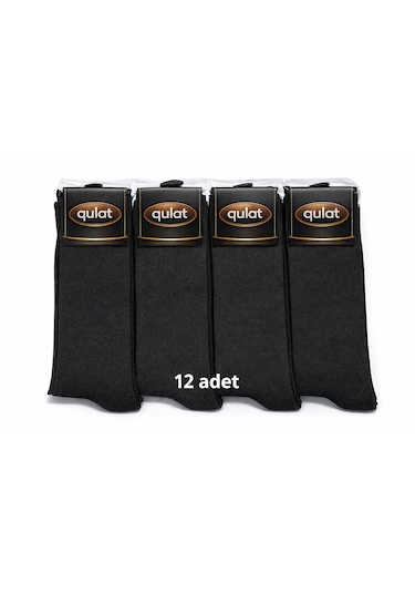 Qulat 12'li Ekonomik Paket Pamuklu Erkek Çorap Siyah