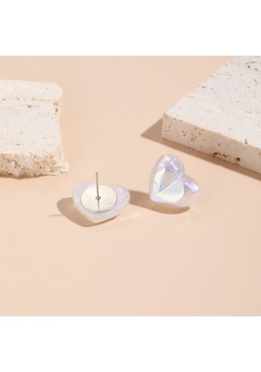 E2209-6 Senfoni Dilimlenmiş Kalp Saplama Küpe Takı