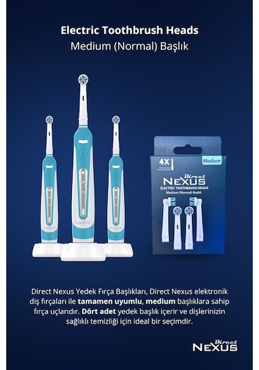 Direct Nexus Elektrikli Diş Fırçası Yedek Başlığı Medıum 4'lü
