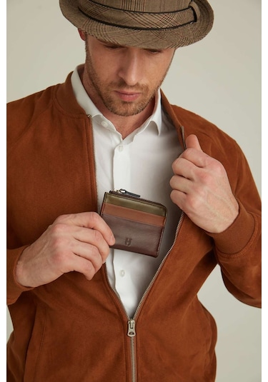 Seward Erkek Kahve Plus Color Deri Cep Tasarım Fermuar Kapamalı Rfid Korumalı Kartlık Kahverengi