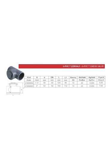 63 mm Pvc Te Çekvalf