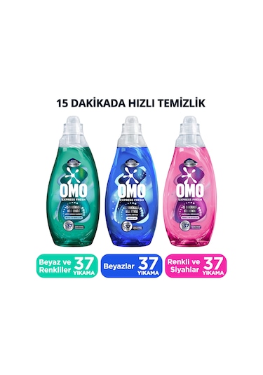 Omo Express Fresh Sıvı Deterjan 1480 Ml Ultra Beyaz X1 Renkli Ve Siyahlar X1 Kötü Koku Karşıtı X1 1480 ML
