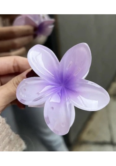 Çelikonline Mor Lotus Çiçek Parlak Akrilik Kadın Mandal Toka