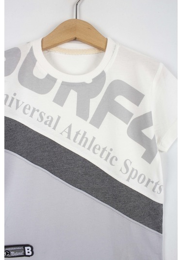 Erkek Çocuk Atletik Baskılı Şortlu Takım-6291-Beyaz