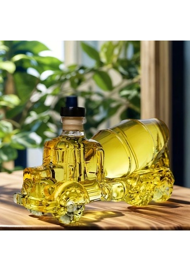 Willowhaven Karıştırıcı Kamyon Şeklinde Cam Şişe Yüksek Borosilikat El Yapımı Kapaklı Şarap Saklama Koleksiyon