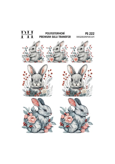 Polyesterhobi Premium Sulu Transfer 25x35 Cm Tavşan Desenli Ps 222