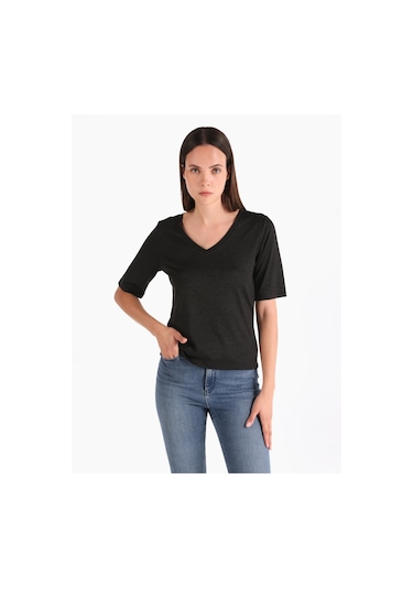 Colins Siyah Kadın Tshirt K.kol Cl1065178 Q1.v2 Blk 001