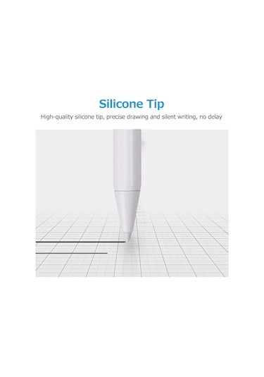 Gajeena Beyaz Aktif Kapasitif Kalem, İpad 2018-2021 Uyumlu, Dokunmatik Hassas, Yanlış Dokunmayı Engeller, El Yazısı Desteği