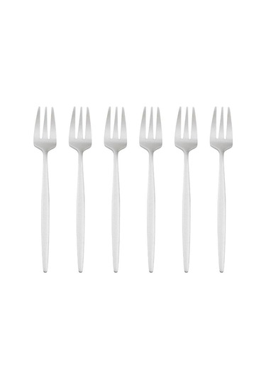 Gümüş 6 Adet Renkli Çatal Seti Çay Kek Aperatif Çatal Yemek Takımı Çatal Bıçak Takımı Mat Paslanmaz Çelik Sofra Tatlı Meyve Çatalı Gümüş Seti Gümüş