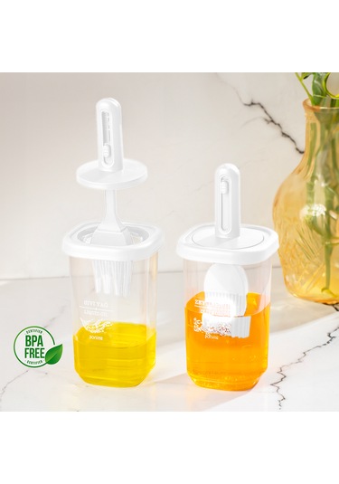 Porsima 0520 2'li Etiketli Silikon Fırçalı Yağlık Sosluk Beyaz