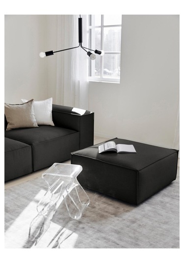 Mode Soft Puf 27 Koyu Antrasit Keten Kumaş Dairenize Teslim