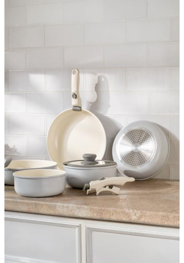 Emsan Easy Click Tencere Seti Açık Gri Gri