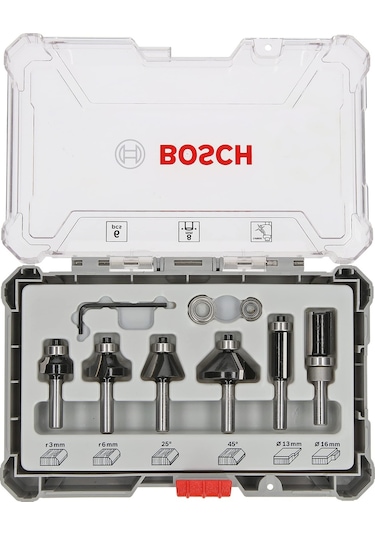Bosch Freze Ucu Seti 6 Parça Karışık 6 MM Şaft (Pro) Biçimlendirme ve Kenar Pahlama - 2607017468
