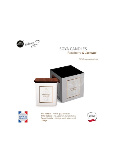 Aroma Home Soya Series Kokulu Mum Raspberry Jasmine 155 G