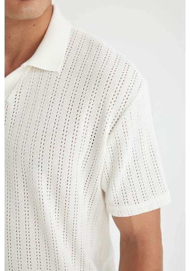 DeFacto Regular Fit Kısa Kollu Dokulu Triko Polo Tişört D4810AX24SMWT16