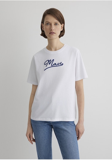 Mavi - Mavi Jeans Baskılı Beyaz Tişört 1612421-620 Beyaz