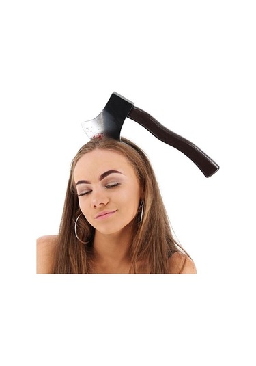 Kafaya Saplanmış Halloween Kanlı Balta Şaka Tacı Tdrtr