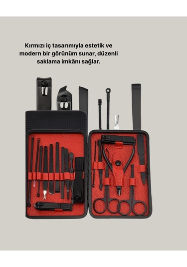 Şık Kutu Tasarımlı 17 Parça Manikür Pedikür Seti Dayanıklı Ve Hijyenik