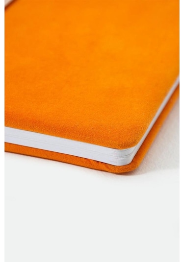 Sevimli Balon Balığı Nakışlı Turuncu Kumaş Kapak Magnet Ayraçlı Spiralli A5 Defter