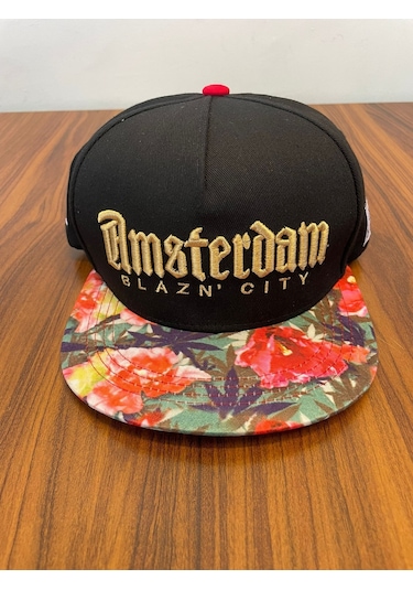 Hamze Amsterdam Nakışlı Hip Hop Snapback Rapper Unisex Cap Şapka Siyah