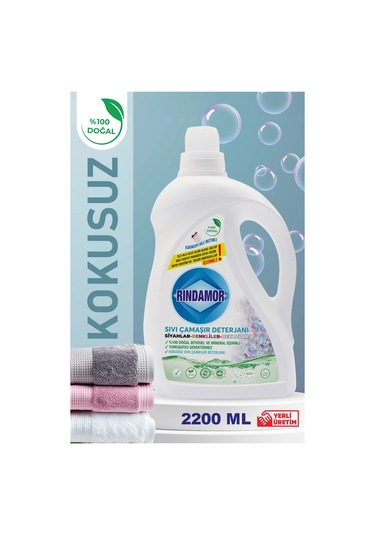 % 100 Doğal Bitkisel Sıvı Çamaşır Deterjanı Tüm Renkler-kokusuz 2200 ML
