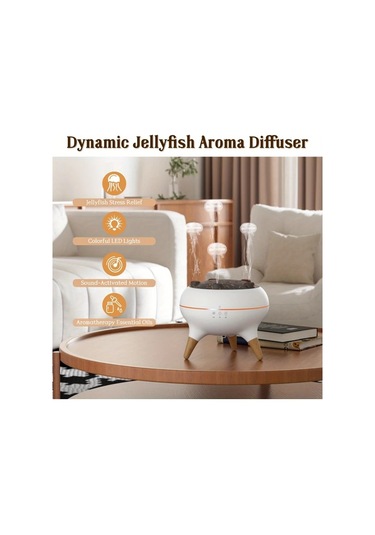 Motion003 Babıqt Dinamik Denizanası Arom Difüzörü Beyaz 3d Mantar Tasarım Uzaktan Kumandalı Çift Sis Nemlendirici 220-240v Abs Ev Ofis İçin