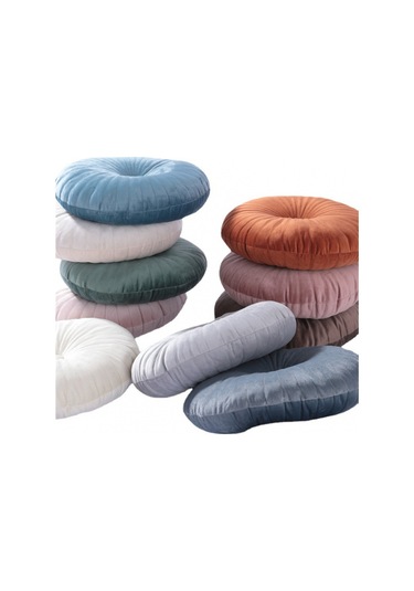 Yuvarlak Puf Atmak Yastık Tatami Yastık Ev Dekoratif Kanepe No.12 Ekru