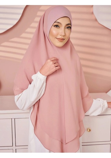 1 Adet Giyime Hazır Tesettür Çift Şifon Düz Renk Tesettür Siyah