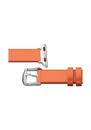Watch 40mm Benks Vintage Genuine Leather Serisi Deri Kordon Strap Kayış Turuncu