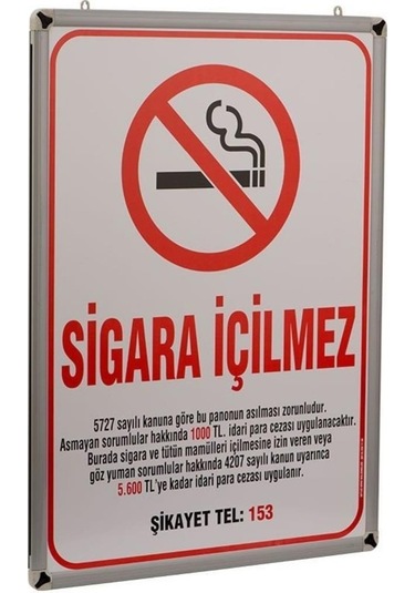 Akyazı Sigara İçilmez Panosu 35X50 0509Alüminyum Çerçeve