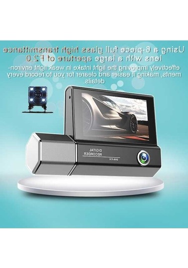 Maoyaya 3 Kameralı Araç Kamerası 4in Net Görüşlü Dikiz Aynası Kayıt Cihazı Güvenli Sürüş
