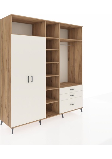 Kronos Dolap 9 Raflı 3 Çekmeceli 2 Askılı 220x59x243 Çam-aytaşı/aytaşı Aytası/aytası