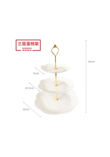 Wezone 3 Katlı Pasta Rafı, Ev Parti Tatlı Tepsisi, Mutfak Meyve Sepeti, Dayanıklı Malzeme, Beyaz Tabak Altın Çubuk, Ev Kullanıma Ideal DiğER