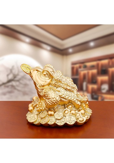 Suntek Para Kurbağa Heykeli Feng Shui Dekor Masaüstü Süsleme İsteğe Bağlı
