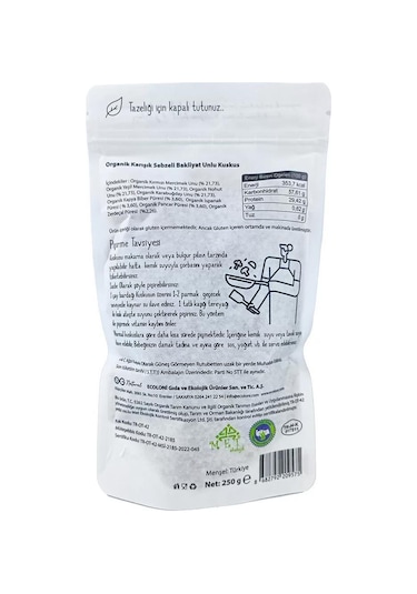 Organik Karışık Sebzeli Bakliyat Unlu Bebek Kuskus 250gr