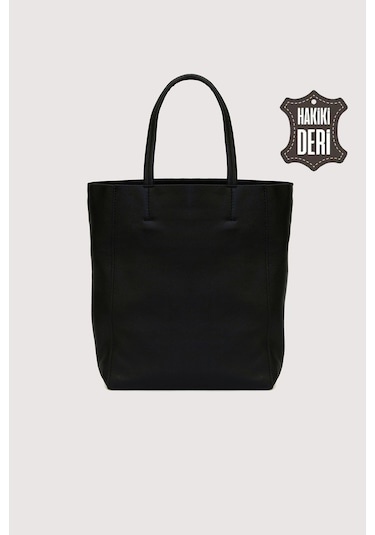 Hakiki Deri Kadın El Çantası Siyah Smr8751 Siyah