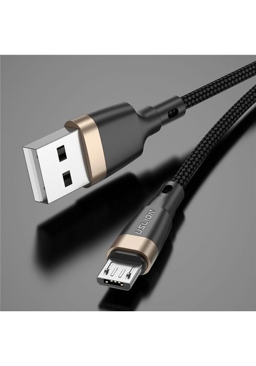 Uslıon MikroUsb 3a Hızlı Şarj Şarj Cihazı Microusb Kablosu Android Cep Telefonu Tel Kablosu 1m Altın