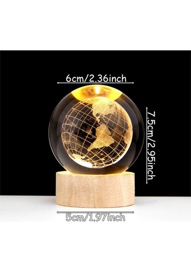 Novahub Sıcak Işık Ahşap Tabanlı 3d Kristal Küre Küçük Gece Lambası Masaüstü Dekorasyon Süsleri Tatil Usb Tak Ve Çalıştır, Küçük Led Gece Lambası Diğer