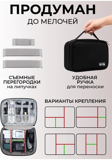 Unagi Kablolar Ve Şarj Cihazları İçin Düzenleyici Çanta 248342700 Siyah