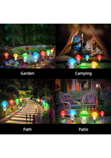 Dış Mekan Için Güneş Mantarlı Dize Işıklar 12 Paket Kırmızı Sıcak Beyaz