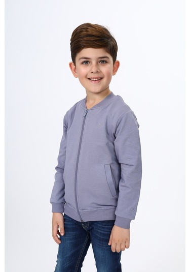 Toontoy Erkek Çocuk Nakışlı Hırka Koyu Gri