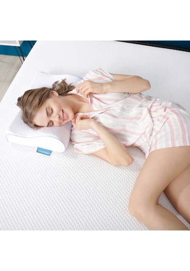 Viscofoam Terletmeyen Boyun Destekli Ortopedik Yastık Jelli Visco Yastık - 47x30x10-8cm
