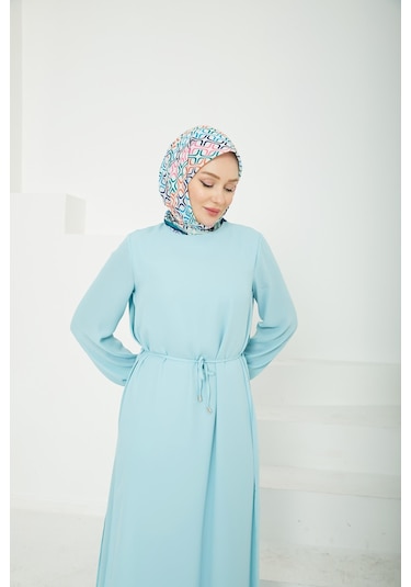 Armine Trend Kolları Lastikli Astarlı Elbise-mavi 25yt927 Mavi Armine Trend Kolları Lastikli Astarlı Elbise-mavi 25yt927 Mavi