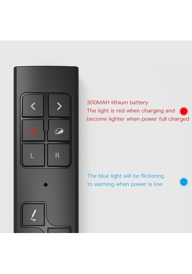 Pazly Pp930 Kablosuz Sunum Kalem, Lazer İşaretçi, 50m Uzaktan Kumanda, Şarj Edilebilir, Ppt Flip Kalem