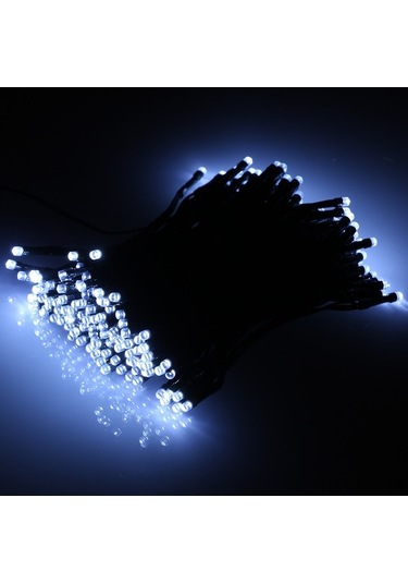 Moly 200 Led Güneş Enerjili Işık Zinciri, 22m, Beyaz Işık, Otomatik Kontrol, Bahçe Dekorasyonu Beyaz